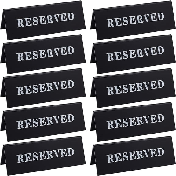 10 Pcs Black Reserved Table Signs 5.9x1.8 Inch Acrylic Reserved Table Signs Reserved Table Tent Sign Guest Reservation Table Seat Sign