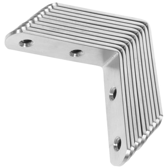 FELTECHELECTR 10Pcs Metal Angle Brackets for Wood Furniture Silver Durable Design