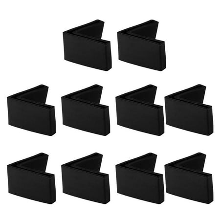 10 Pcs Black Soft PVC Angle Iron Foot Pad L Shaped Edge Leg Cover 63 x 63mm