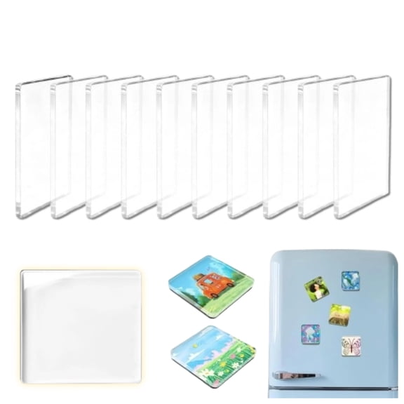 10 Pcs Blank Acrylic Fridge Magnets Set, 2" x 2" Personal DIY Decorative Refrigerator Magnets Kits for Crafts Home Office Locker Party Gift Kids