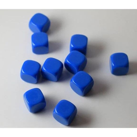 10 Pcs Blank Blue Dice / Counting Cubes 16Mm D6 Square Rpg Gaming Dice Diy