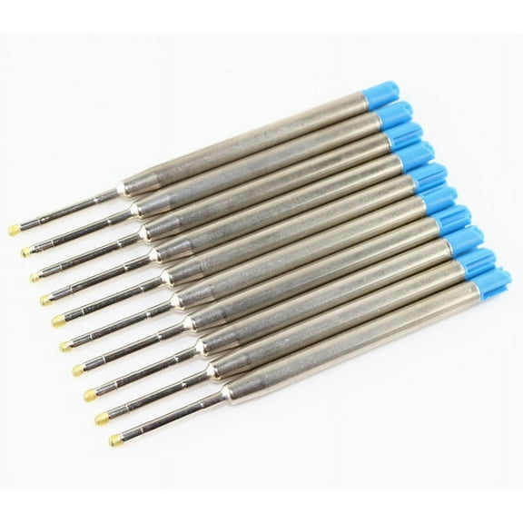10 Pcs Blue Ink Parker Style Standard 0.7MM Ballpoint Pen Refills NIB Medium