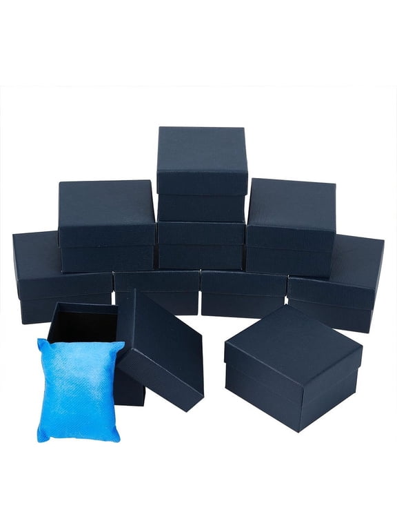 10 Pcs Blue Single Watch Box 3.4x3x2 Cardboard Gift Packaging Box Watches Holder With Pillow Bracelet Holder Square Storage Case for Wristwatches Smart Watches Midnight Blue