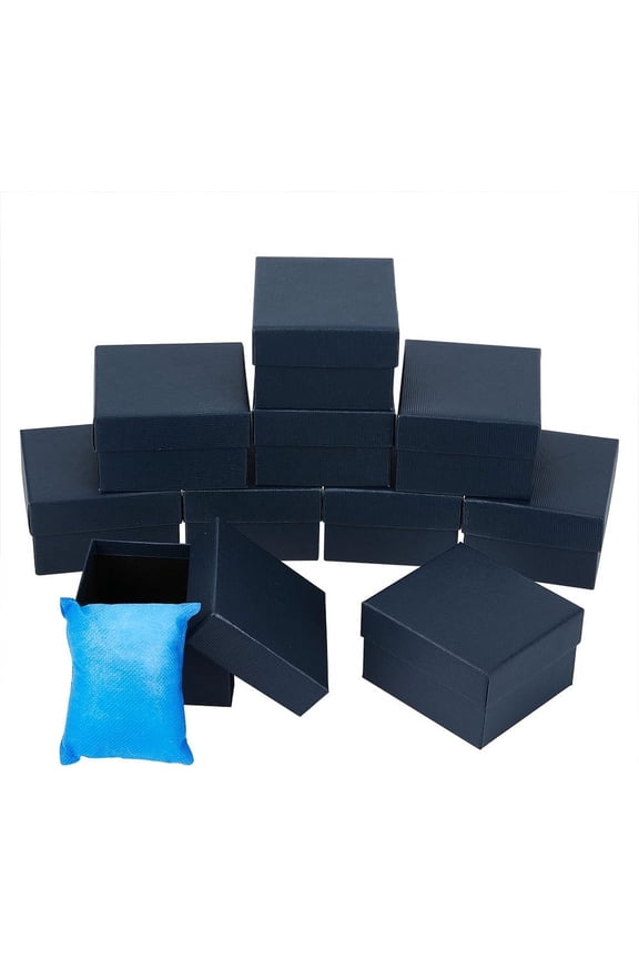 10 Pcs Blue Single Watch Box 3.4x3x2 Cardboard Gift Packaging Box Watches Holder With Pillow Bracelet Holder Square Storage Case for Wristwatches Smart Watches Midnight Blue