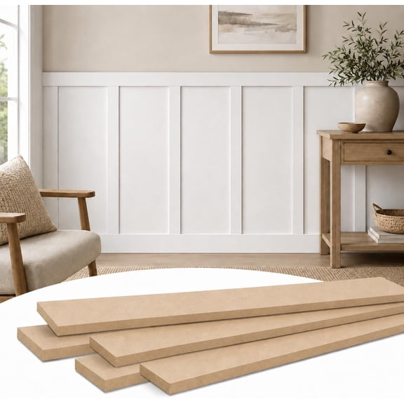 10 Pcs Board and Batten Wall Panel Kit, 95 x 53.1 in MDF Wainscoting Panels, Pre-Cut Paintable Wainscoting Kit for DIY Accent Wall and Interior Wall Decor
