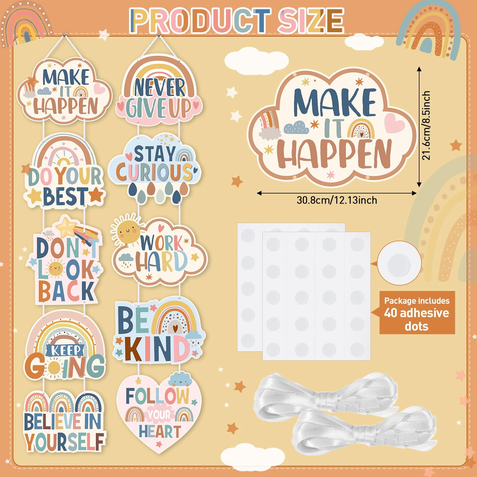 10 Pcs Boho Classroom Bulletin Board Signs with Positive Affirmations ...