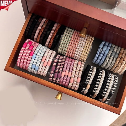 10 Pcs Braided Elastic Hair Ties, High Stretch Non Slip Ponytail Holders, Soft No Damage Hair Bands, Dual Use Hair Rings & Bracelets for Thick Thin Straight Curly Hair Women Daily Hair Accessories