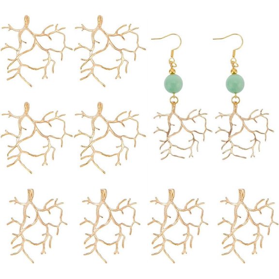 10 Pcs Branch Shape Blanks Beads Handmade Claw Beads Tray Bezel Beads Trays Metal Beads for DIY Crafs Necklace Jewelry Making Golden Gold DIY