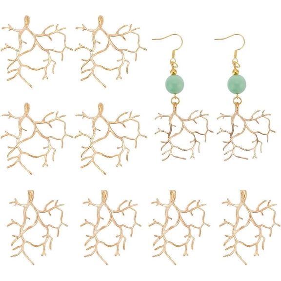 10 Pcs Branch Shape Blanks Beads Handmade Claw Beads Tray Bezel Beads Trays Metal Beads for DIY Crafs Necklace Jewelry Making Golden for DIY