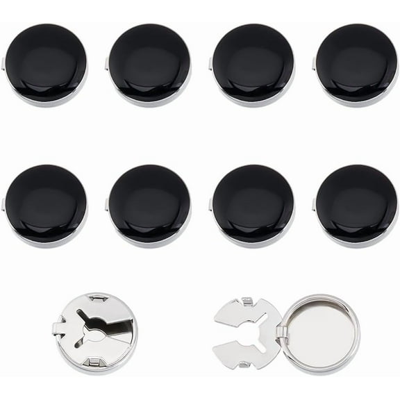 10 Pcs Brass Button Covers Round Cuffs Links Button Cover for Tuxedo Shirt Business or Formal Attend Accessories Platinum 1.3x0.7x0.2inch