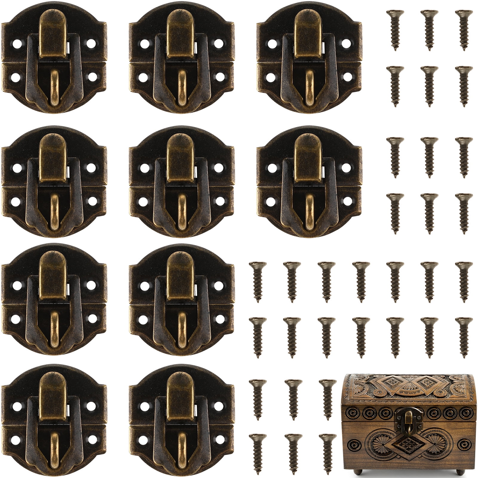 10 Pcs Bronze Toggle Buckles Hardware Antique Latch Clasp with Screws