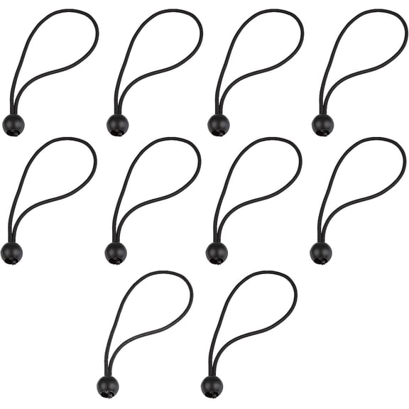 10 Pcs Bungee Cords With Balls, Bungee Balls Cords, 5.9 Inch, For Marquees, Tents Banners, Tent Poles, Flag Poles, Camping Tarp,Tarpaulin Holder (Black)