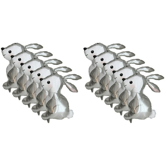 10 Pcs Bunny Balloons Woodland Bunny Balloons Easter Rabbit Shaped Foil Balloons