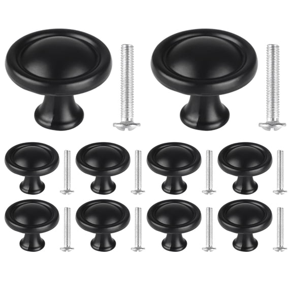 10 Pcs Black Cabinet Drawer Knobs,Dresser Cabinet Knobs Drawer Pulls with Installation Screws,Plastic Furniture Handles,Round Drawer Pulls,Kitchen Hardware for Dresser Drawers Closets,Black