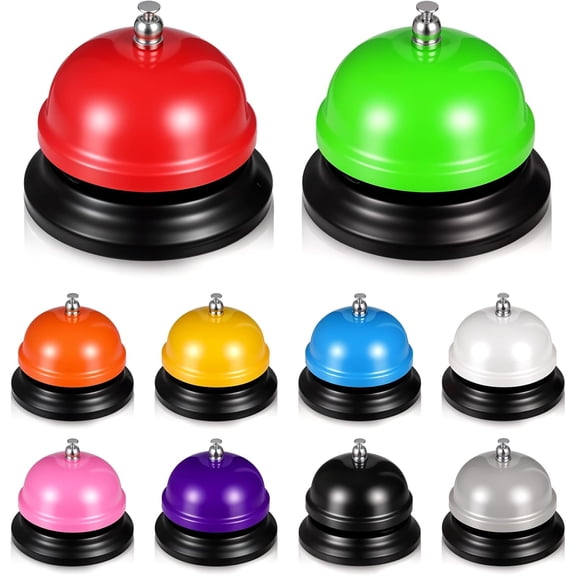 10 Pcs Call Bell, 3 Inch Desk Metal Multi-Color Service Bells for Hotel, Restaurant, Office, School, Kitchen, Bar, and Counter Supplies