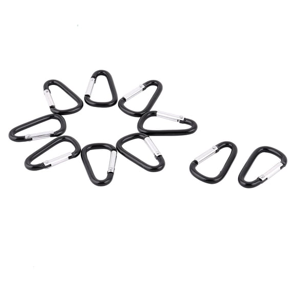 REGALWOVEN 10 Pcs Camping Hiking Fishing Aluminum Alloy Carabiner Snap Hook Black