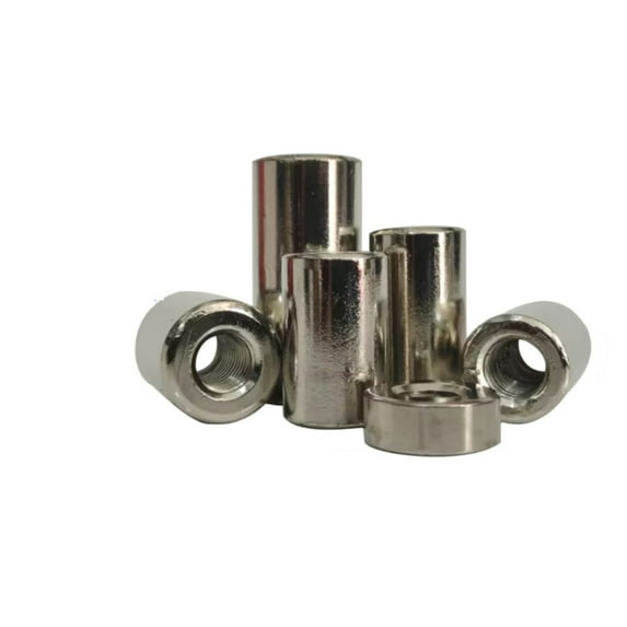 10 Pcs Carbon Steel -Plated Nickel -Plated Sleeve Nut Connection Rod M8X18X10mm.