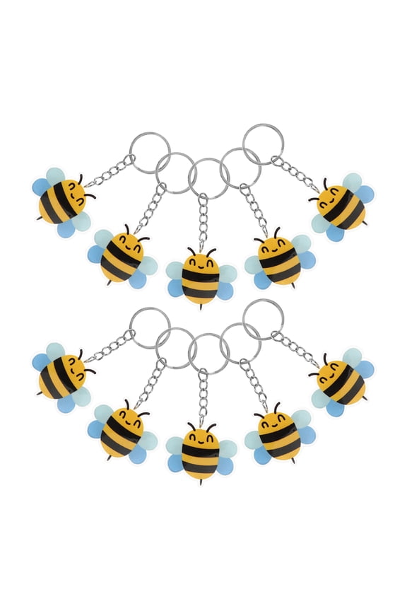 10 Pcs Cartoon Bee Keyring Wrist Keychain Mugs Beekeeper Baby
