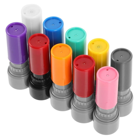 Round Seal DIY Tool Case. Small Stamp Making Cartoon Shell Sealed Box Plastic 10 Pcs