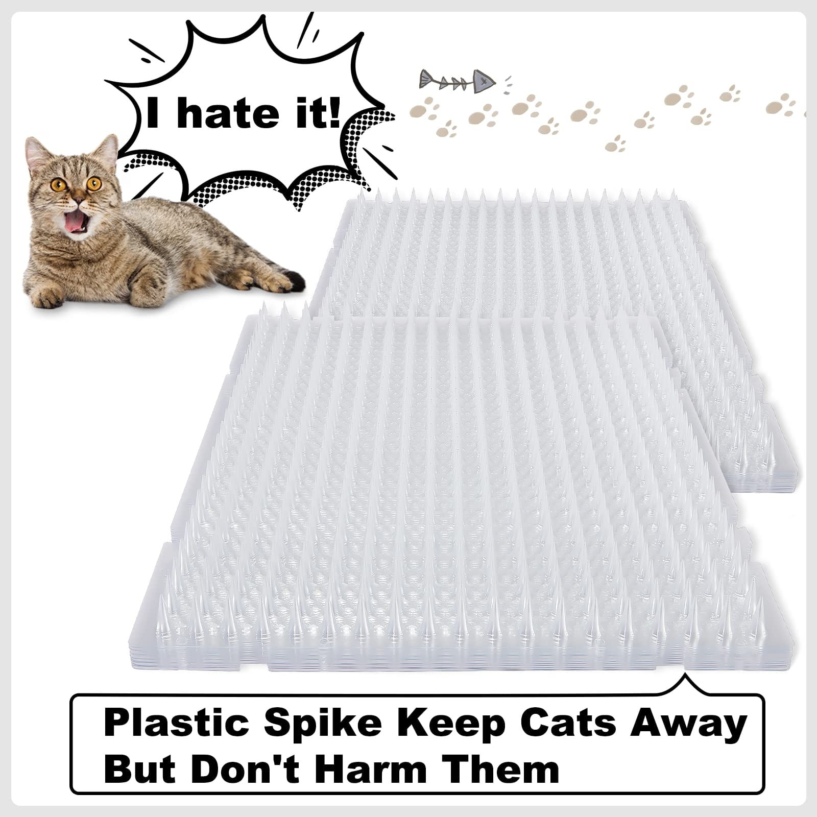 10 Pcs Cat Deterrent Outdoor Indoor Scat Mat Pet Deterrent Training Mats Keep Cats Dogs Away Mats with Spikes 16 x 13