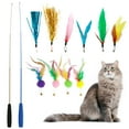 thumbnail image 1 of 10 Pcs Cat Toys Set Cat Wand Toys Interactive Cat Feather Wand 39inch Retractable Cat Wand Toy with Cat Feather Toys Telescopic Cat Fishing Pole Toy Cat Teaser Toy for Cats Play Exercise, 1 of 9
