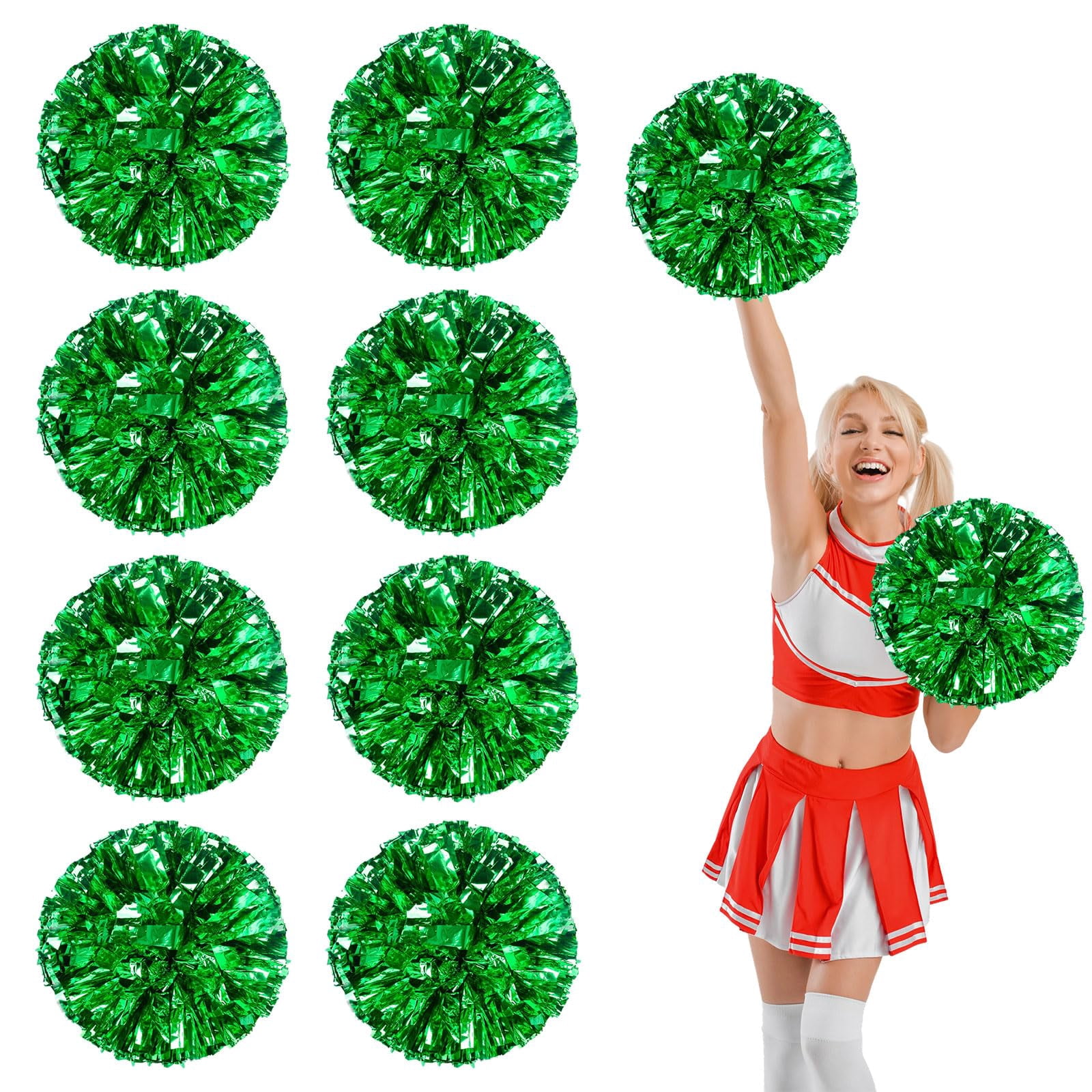 10 Pcs Cheerleading Pom Poms, Cheerleader Pompoms with Finger Holes,Fit for Team Spirit Sports Dance Cheering