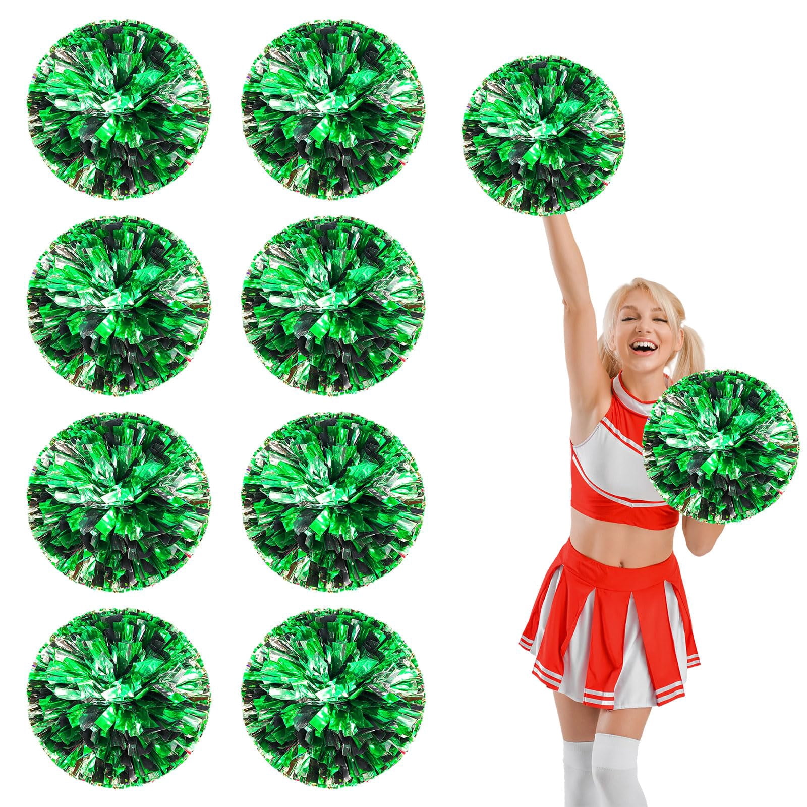 10 Pcs Cheerleading Pom Poms, Cheerleader Pompoms with Finger Holes,Fit for Team Spirit Sports Dance Cheering