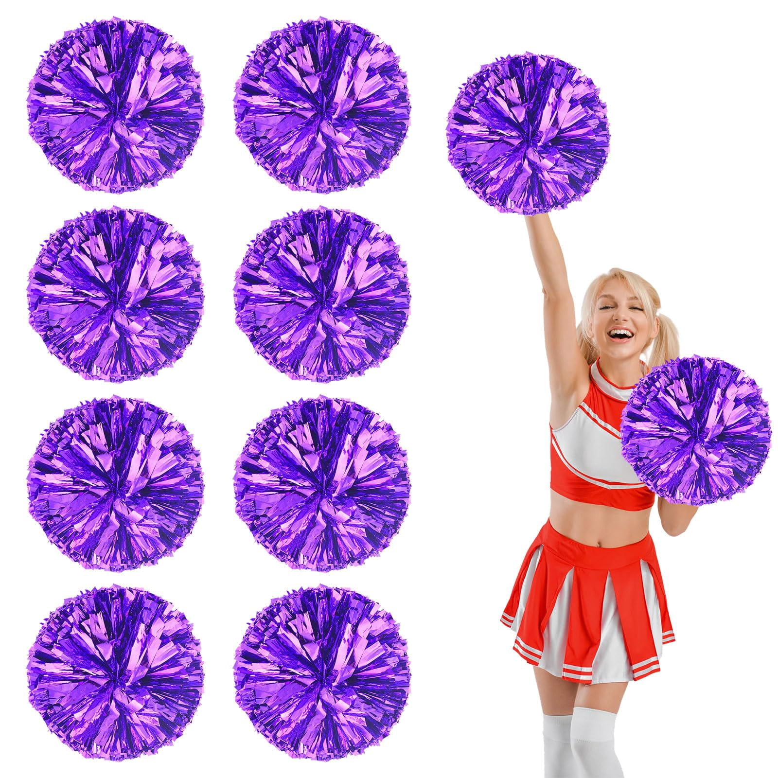 10 Pcs Cheerleading Pom Poms, Cheerleader Pompoms with Four Finger Payment,Fit for Team Spirit Sports Dance Cheering
