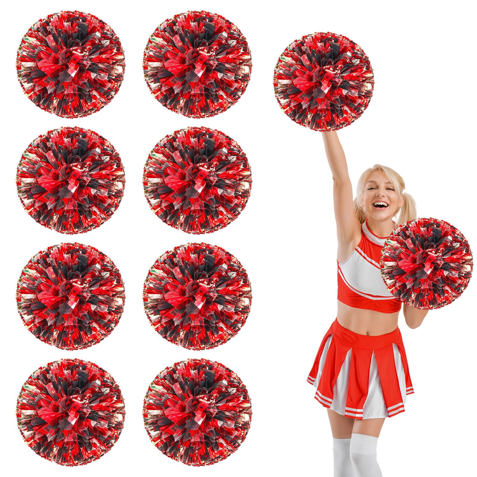 10 Pcs Cheerleading Pom Poms, Cheerleader Pompoms with Four Finger Payment,Fit for Team Spirit Sports Dance Cheering