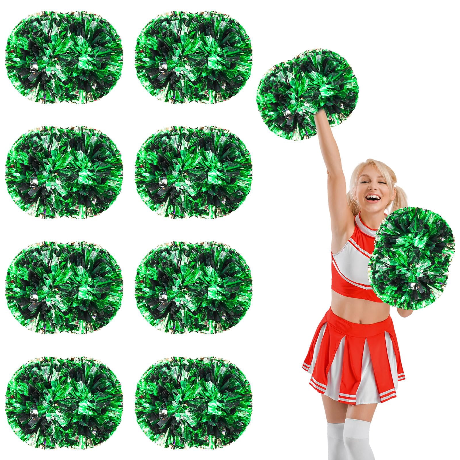 10 Pcs Cheerleading Pom Poms, Cheerleader Pompoms with Handle Style,Fit for Team Spirit Sports Dance Cheering