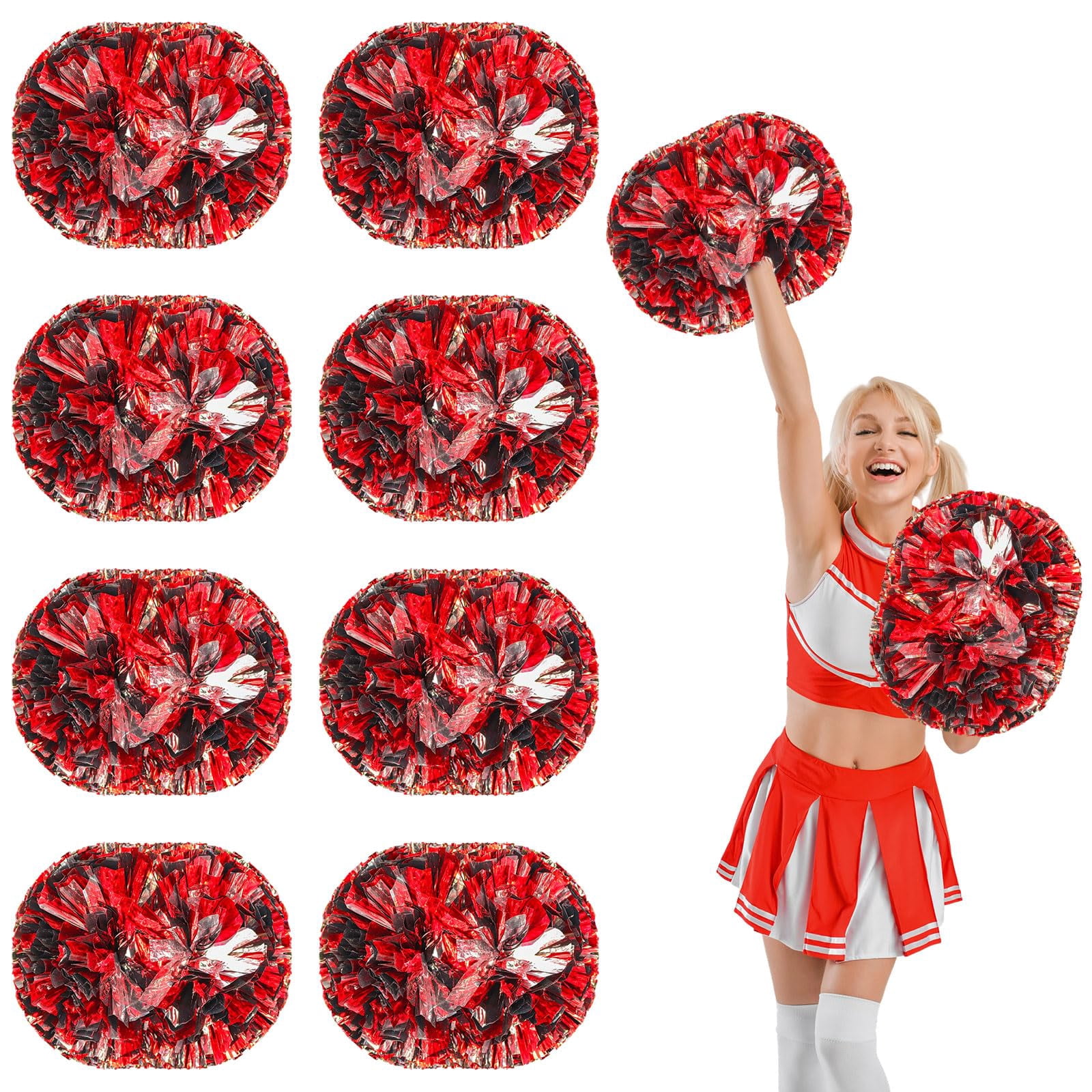10 Pcs Cheerleading Pom Poms, Cheerleader Pompoms with Handle Style,Fit for Team Spirit Sports Dance Cheering