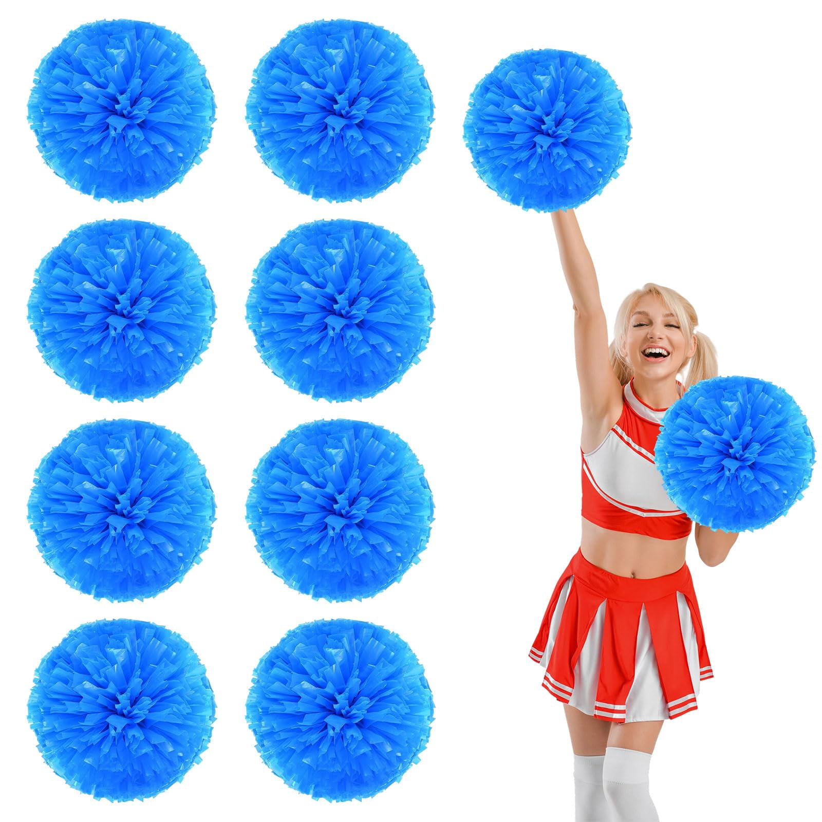 10 Pcs Cheerleading Pom Poms, Cheerleader Pompoms with Straight Handle Style,Fit for Team Spirit Sports Dance Cheering