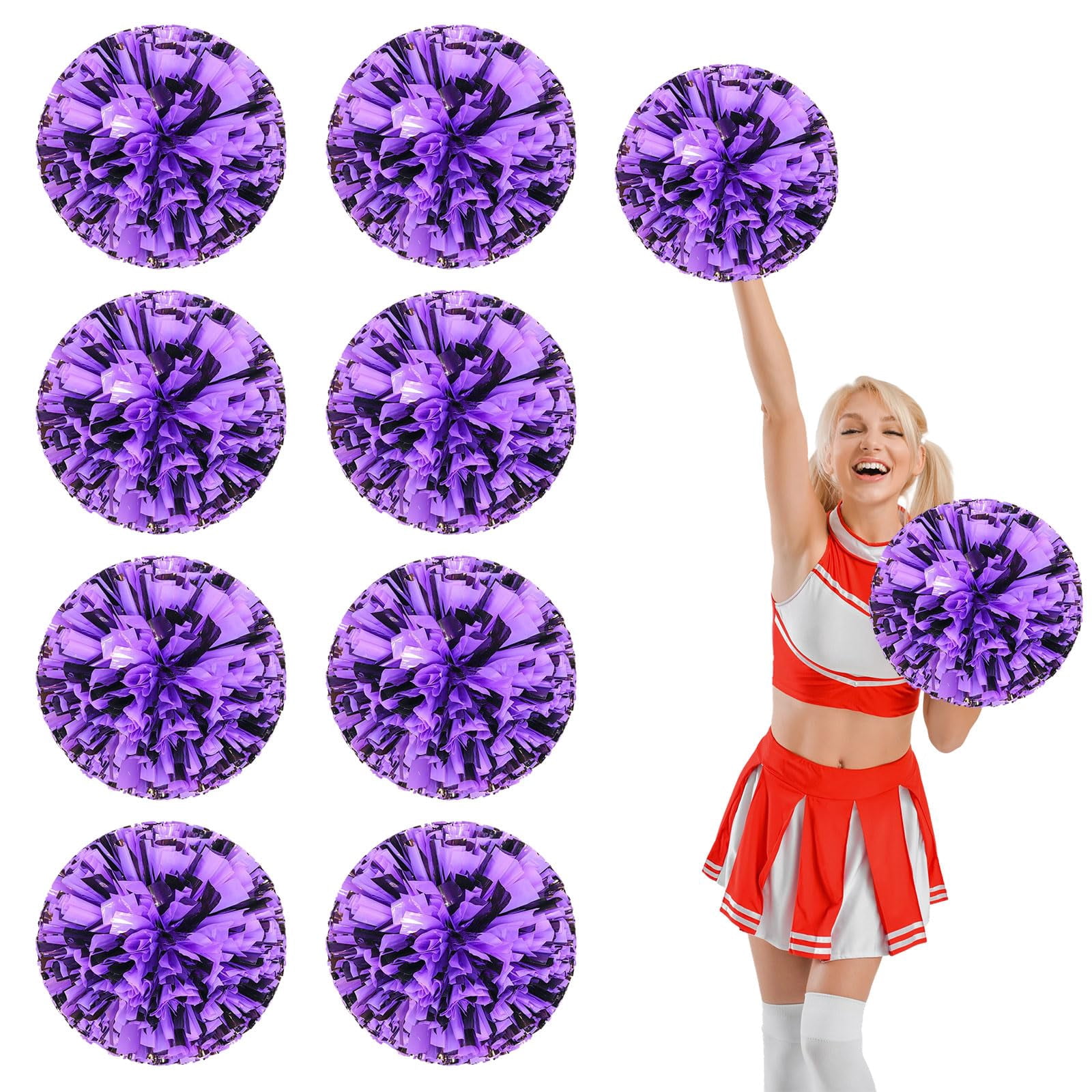 10 Pcs Cheerleading Pom Poms, Cheerleader Pompoms with Straight Handle Style,Fit for Team Spirit Sports Dance Cheering