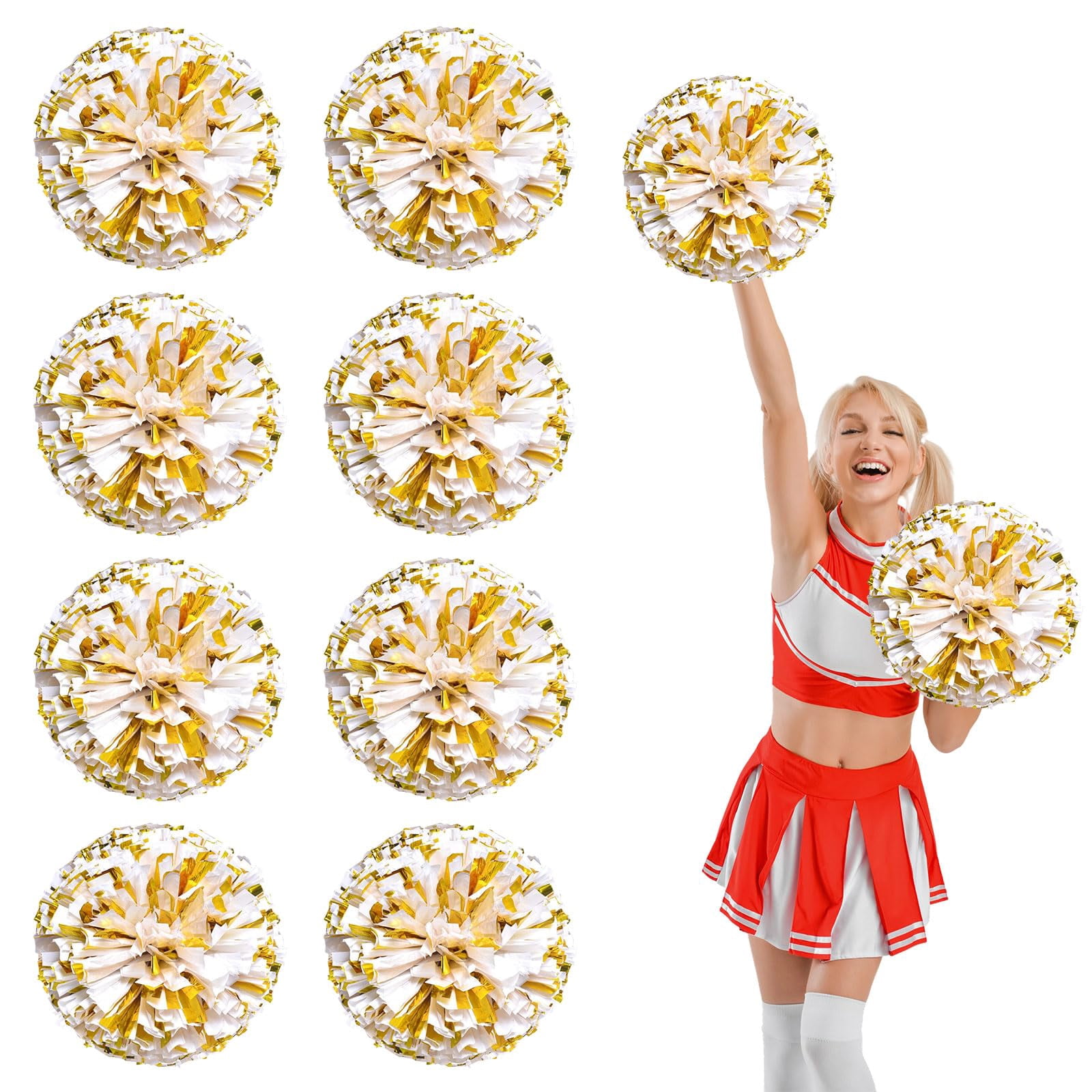 10 Pcs Cheerleading poms,pom poms Cheerleading with Finger Holes Cheer Pom Pomsfor Dance, Matches, Team Spirit Sports