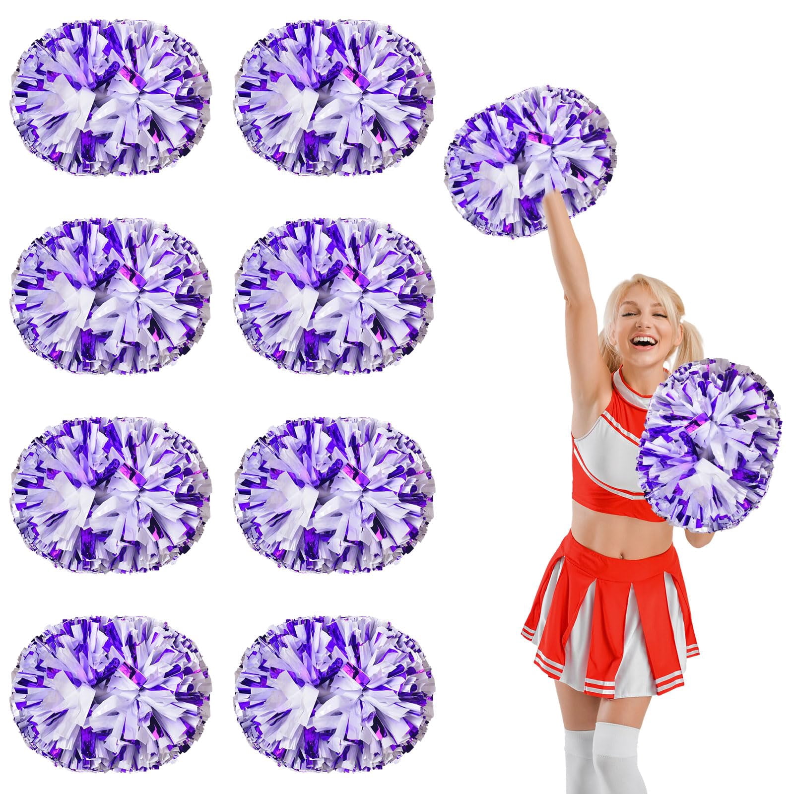 10 Pcs Cheerleading poms,pom poms Cheerleading with Handle Style Cheer Pom Pomsfor Dance, Matches, Team Spirit Sports