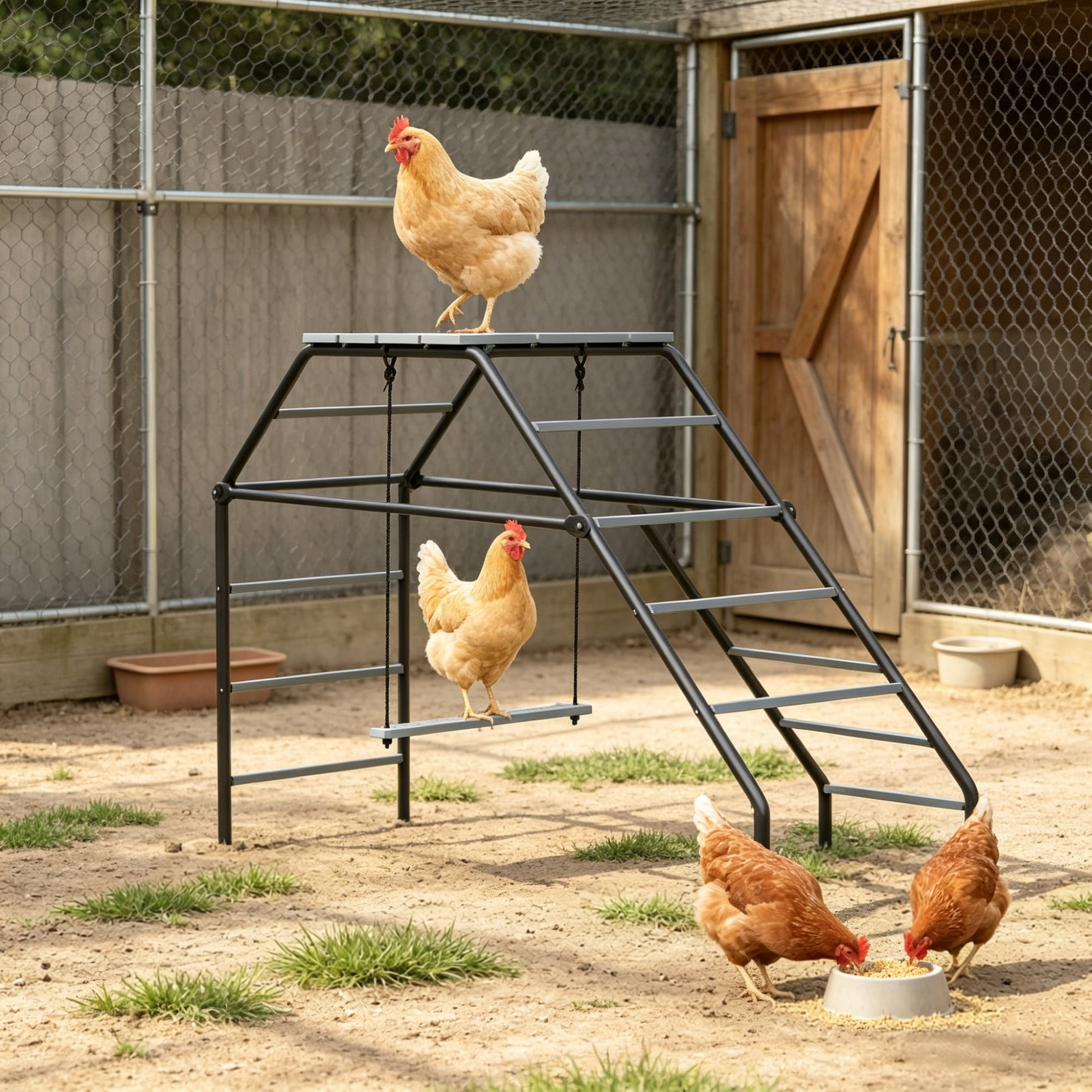 10 Pcs Chicken Coop Perches with Adjustable Swing, Roosting Bars for Backyard Brooder & Farm Coop