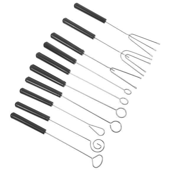 10 Pcs Chocolate Dipper Tool Stainless Steel Forks Toy Stand
