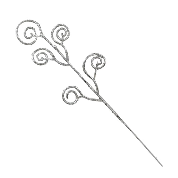 10 Pcs Christmas Artificial Glitter Candy Stems,Decorative Sticks,11.81 Inch Glitter Christmas Picks,Curly Sprays Twigs for Xmas Tree Branches Vase Fillers Crafts Wreath Garland Party Decor,Silver