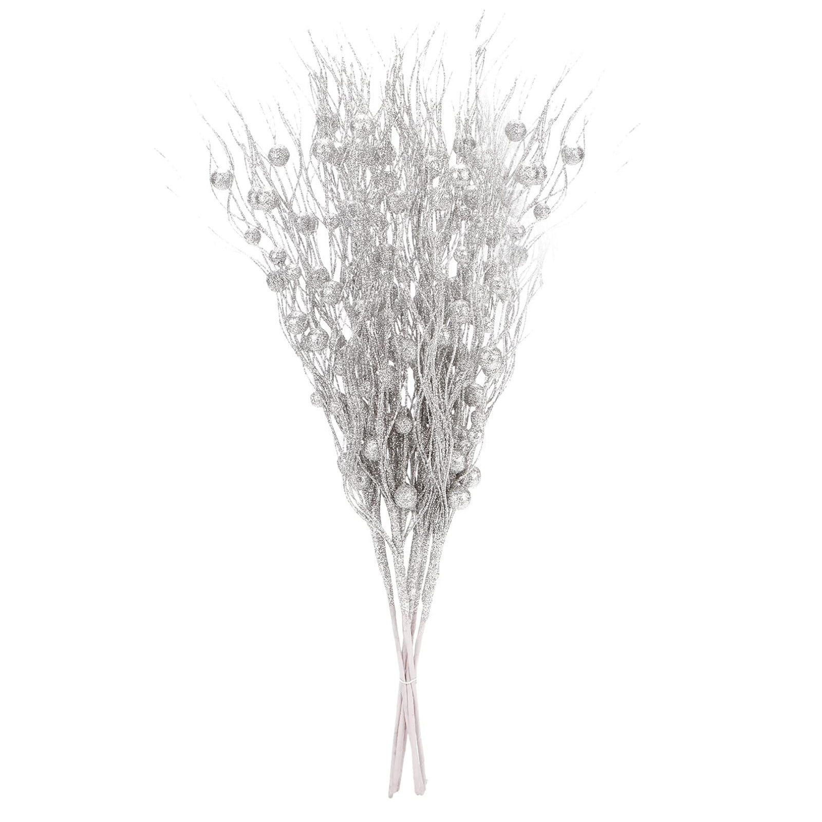 10 Pcs Christmas Artificial Sticks Berry Branches Stems Glittery Twigs