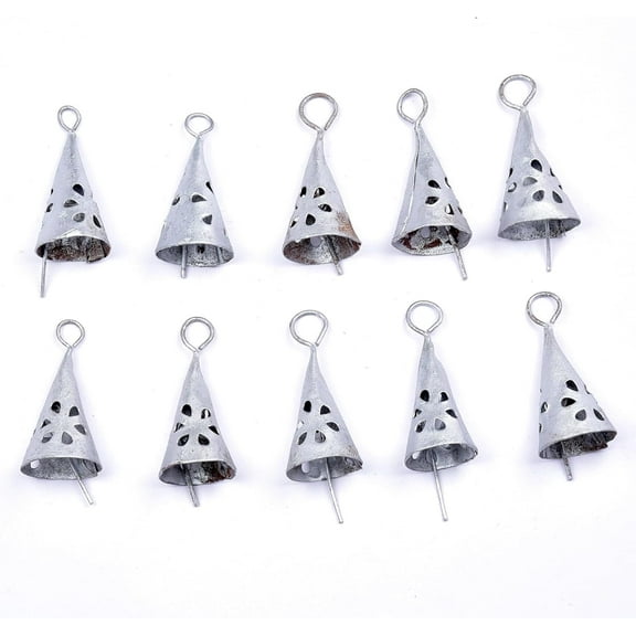 Vivanta 10 pcs silver metal Christmas bells 2.25 inch rustic tin jingle bells for crafts, farmhouse dcor, hanging ornaments, and witch bells