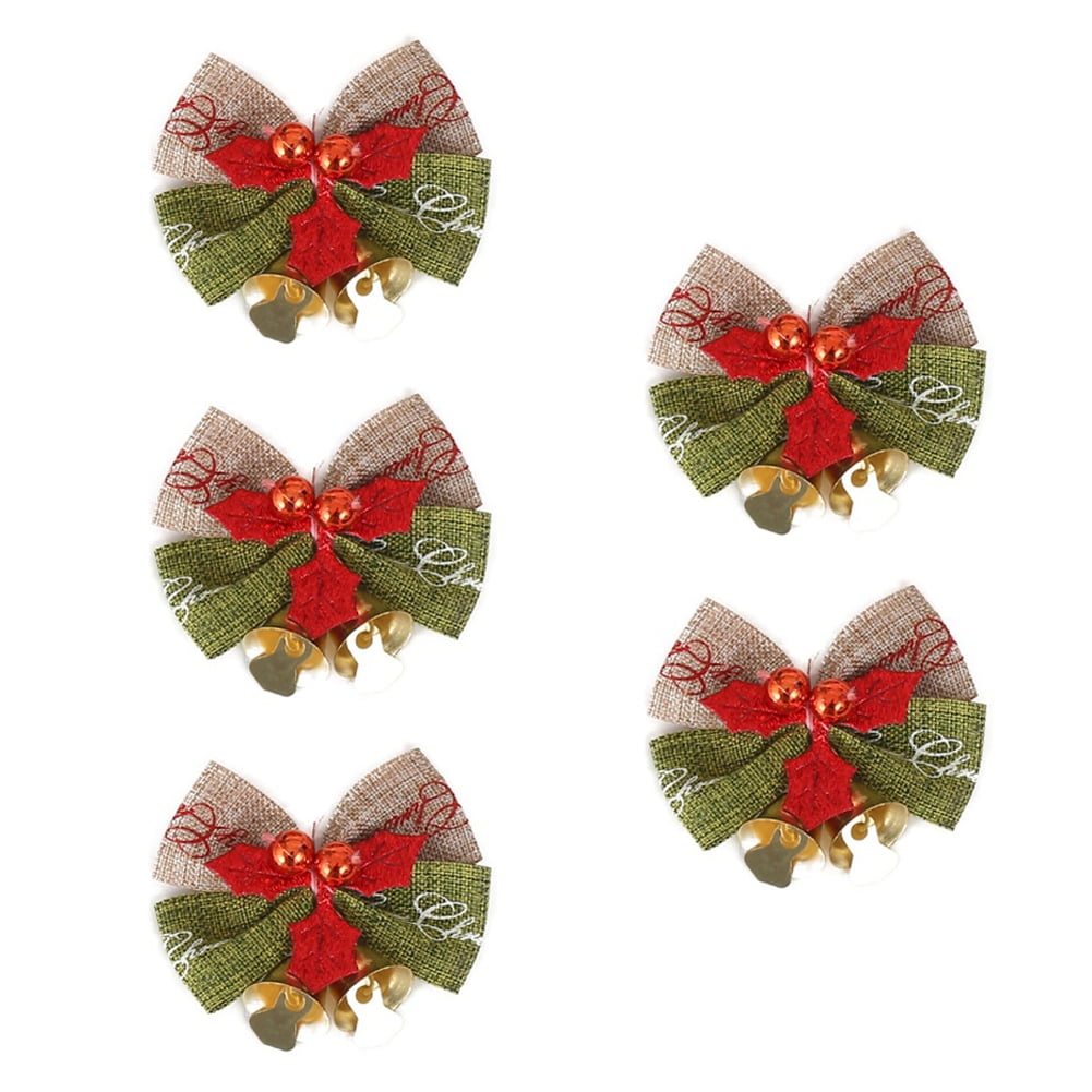 10 Pieces Christmas Bows with Bells Christmas Tree Bows Christmas