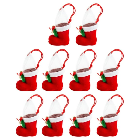 10 Pcs Christmas Candy Boots Bags, Santa Red Stocking Boots, Adorable Candy Packing Pendants Xmas Tree Ornaments