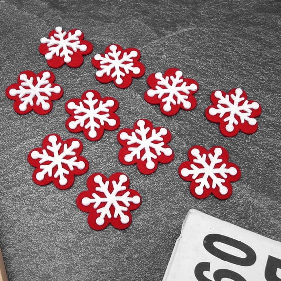 10 Pcs Christmas Cloth Patches Non Woven Fabric Applique Holiday Craft Decor, Snow Pattern