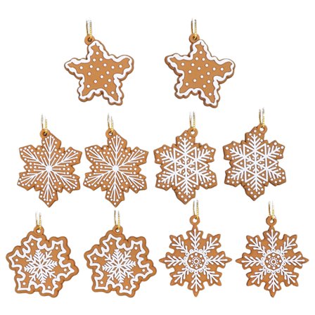10 Pcs Christmas Gingerbread Snowflake Ornaments Christmas Tree Decorations Mini Silicone Hanging Xmas Tree Ornaments with Ropes for Xmas Home Winter Party Decor Crafts Favors