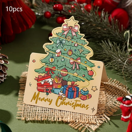 10 Pcs Christmas Ins Hot Stamping Greeting Cards Store Gift Small Cards Christmas Tree Greeting Cards Christmas Gifts for Friends