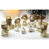10 Pcs Christmas Nativity Set Indoor, Mini Nativity Scene Indoor, Resin Nativity Figurines, White Nativity Sets for Christmas Indoor Decoration, Baby Jesus Holy Family Statue, Ideal Religious Gift