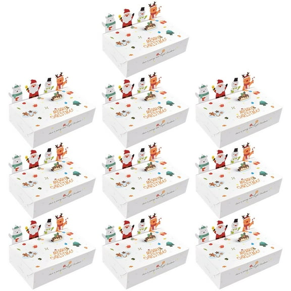 10 Pcs Christmas Party Gift Boxes, Christmas Paper Candy Boxes, Empty Candy Cookie Boxes, Sweet Party Favour Boxes for New Year Christmas Decorations