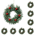 thumbnail image 1 of 10 Pcs Christmas Wreath with 6 Red Berries, Christmas Table Centerpieces, Mini Small Christmas Wreath, Kitchen Cabinet Table Decor, Xmas Pillar Ring Holder, Christmas Hanging Decoration,Green*10, 1 of 5