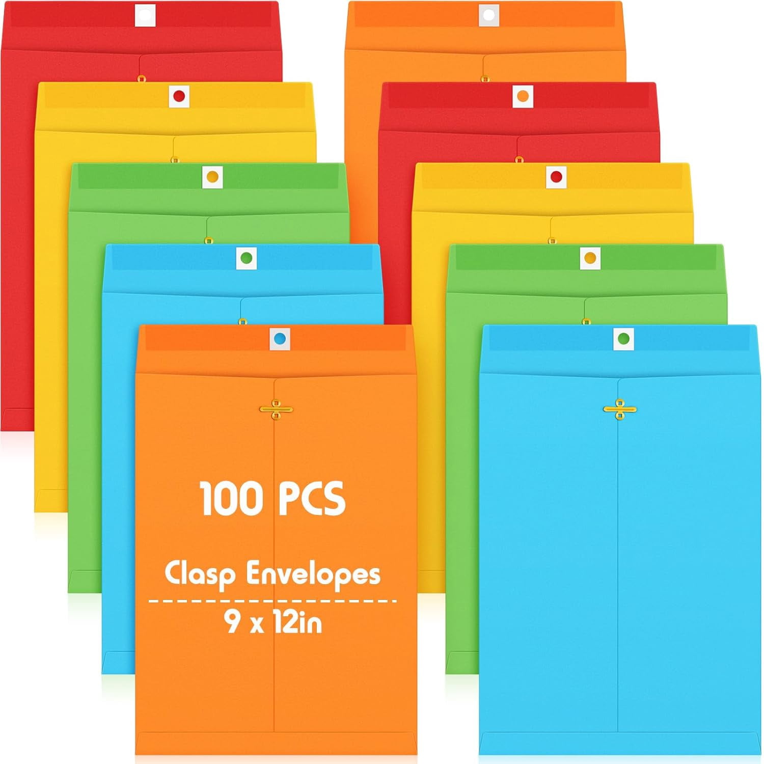 10 Pcs Clasp Manilla Envelopes 9 x 12 Inch Gummed Colored Envelopes for ...