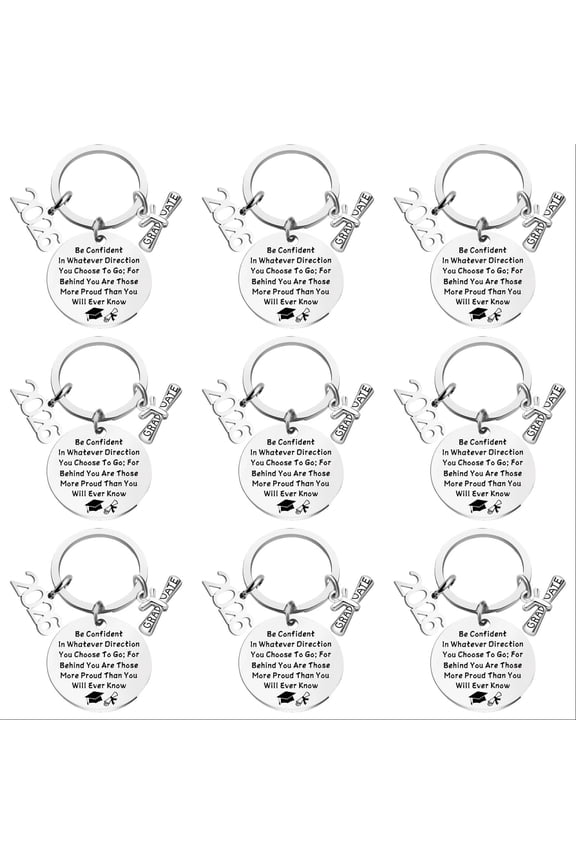 10 Pcs Class of 2026 Graduation Gift Keychain for Seniors – Inspirational Key Chain Present for High School, College, and University Graduates – Graduation Party Supplies & Gifts, Silver, 3.94 Inch